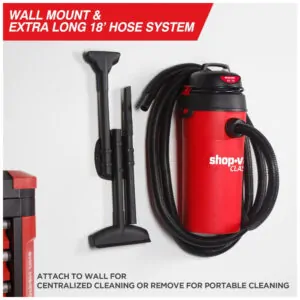 Aspirador de Pó Úmido e Seco 18,9L com Mangueira Extra Longa de 5 Metros e Acessórios, 110V 135W, Shop Vac, Vermelho