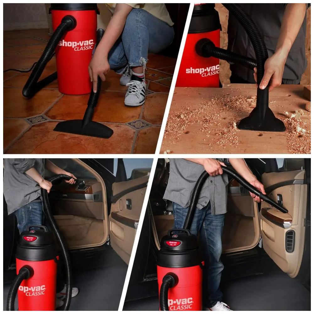 Aspirador de Pó Úmido e Seco 18,9L com Mangueira Extra Longa de 5 Metros e Acessórios, 110V 135W, Shop Vac, Vermelho