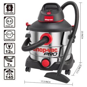 ectq6cf4m2890b_4 jpg - Aspirador de Pó Comercial 30 Litros para Uso Úmido e Seco, em Aço Inoxidável, 110V 1200W, Shop Vac Pro
