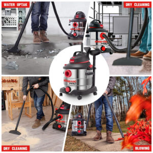 ectq6cf4m2890b_5 jpg - Aspirador de Pó Comercial 30 Litros para Uso Úmido e Seco, em Aço Inoxidável, 110V 1200W, Shop Vac Pro