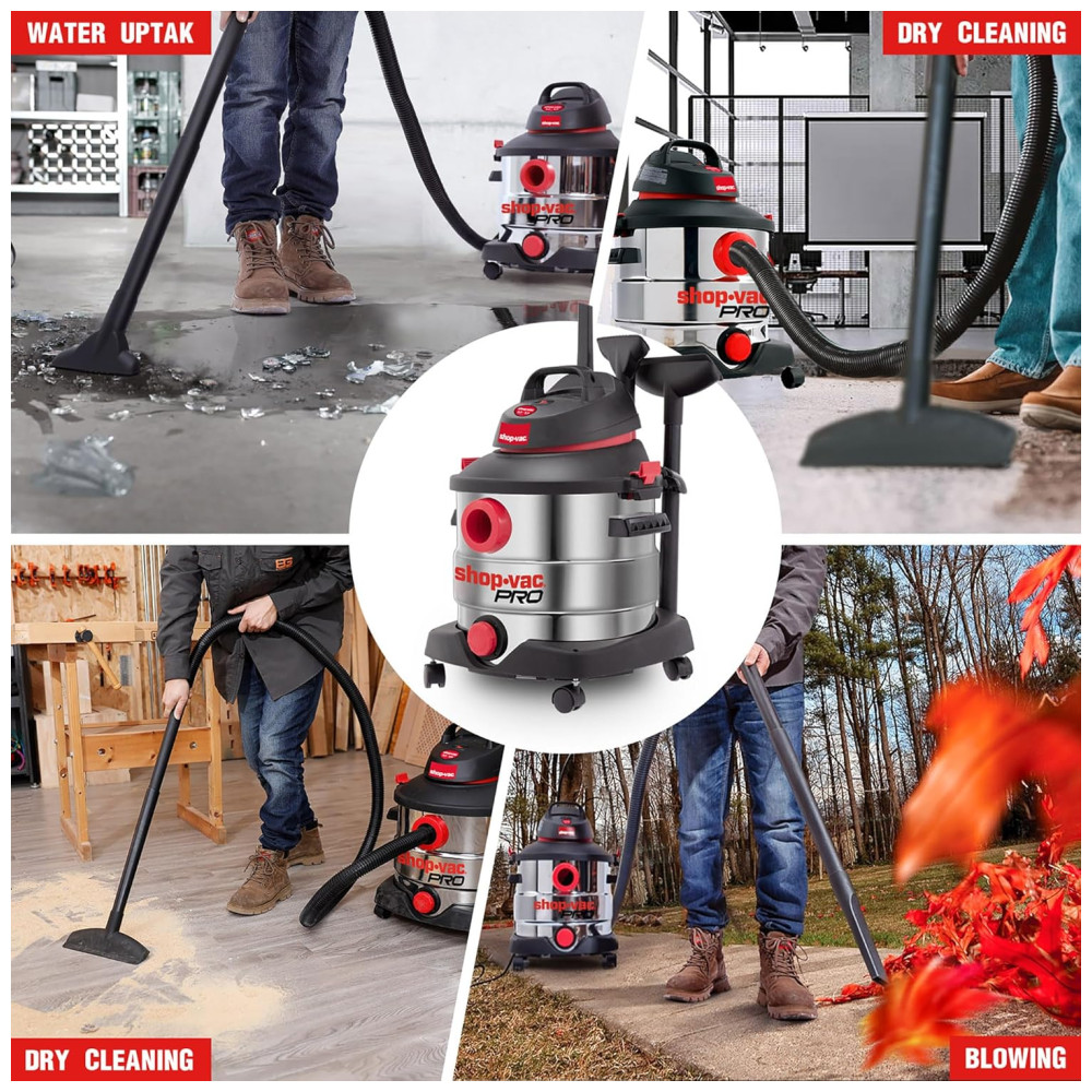 ectq6cf4m2890b_5 jpg - Aspirador de Pó Comercial 30 Litros para Uso Úmido e Seco, em Aço Inoxidável, 110V 1200W, Shop Vac Pro