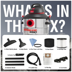 ectq6cf4m2890b_6 jpg - Aspirador de Pó Comercial 30 Litros para Uso Úmido e Seco, em Aço Inoxidável, 110V 1200W, Shop Vac Pro