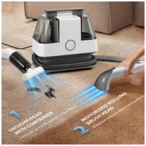 Extratora e Higienizadora de Estofados e Carpetes Portátil 15KPa Limpeza Profunda e Eficiente, 110V, Hapyvergo, Branca