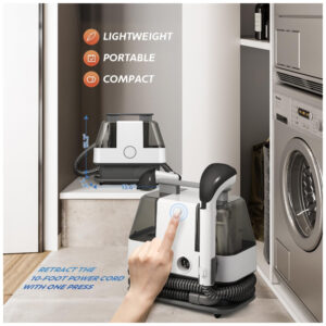 Extratora e Higienizadora de Estofados e Carpetes Portátil 15KPa Limpeza Profunda e Eficiente, 110V, Hapyvergo, Branca
