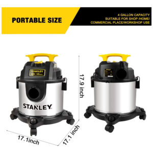 Aspirador de Pó Seco e Úmido 15L, 4CV com Extensores, 110v, STANLEY SL18301 4B, Cinza