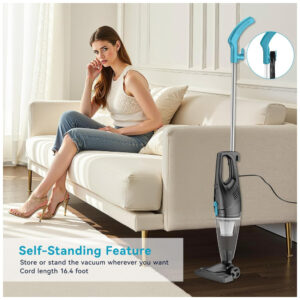 Aspirador de Pó Multifuncional com Fio, Acessórios e Sucção Potente 15000PA, 11OV 400W, TC JUNESUN, Azul Claro