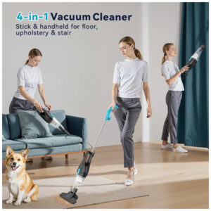 Aspirador de Pó Multifuncional com Fio, Acessórios e Sucção Potente 15000PA, 11OV 400W, TC JUNESUN, Azul Claro