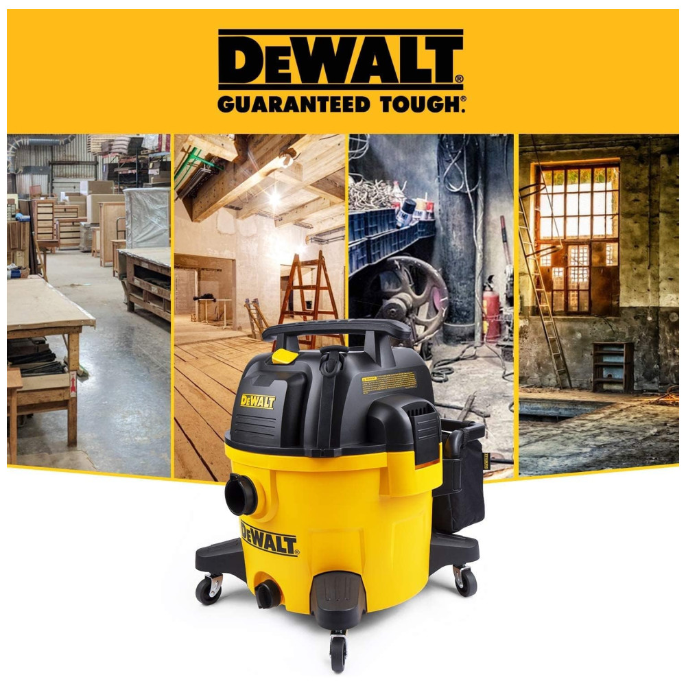 Aspirador de Pó e Líquidos 34L com Motor Potente, Cabo de Alimentação 6 Metros, Ideal para Serviços Pesados em Oficinas, 110V, DEWALT DXV09PZ, Amarelo