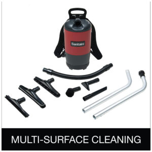 ectqal8a6e100b_1 jpg - Aspirador de Pó Profissional com Fio, Alças e Acessórios, 110V, Sanitaire EURSC412B, Preto e Vermelho