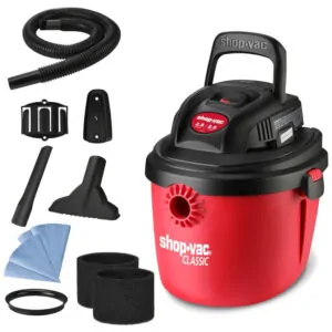 Aspirador de Pó Portátil de 9,48L, Úmido e Seco com Alça Dobrável e Suporte, 110V 1200W Shop Vac, Vermelho