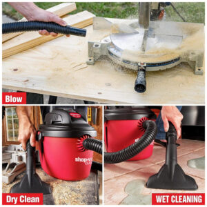 Aspirador de Pó Portátil de 9,48L, Úmido e Seco com Alça Dobrável e Suporte, 110V 1200W Shop Vac, Vermelho