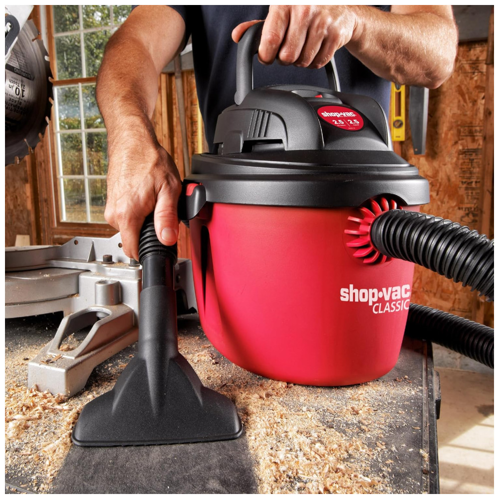 Aspirador de Pó Portátil de 9,48L, Úmido e Seco com Alça Dobrável e Suporte, 110V 1200W Shop Vac, Vermelho