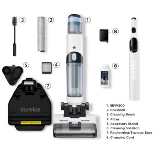 Aspirador de Pó Multifuncional sem Fio com Acessórios e Silencioso, 110V, EUREKA, Branco