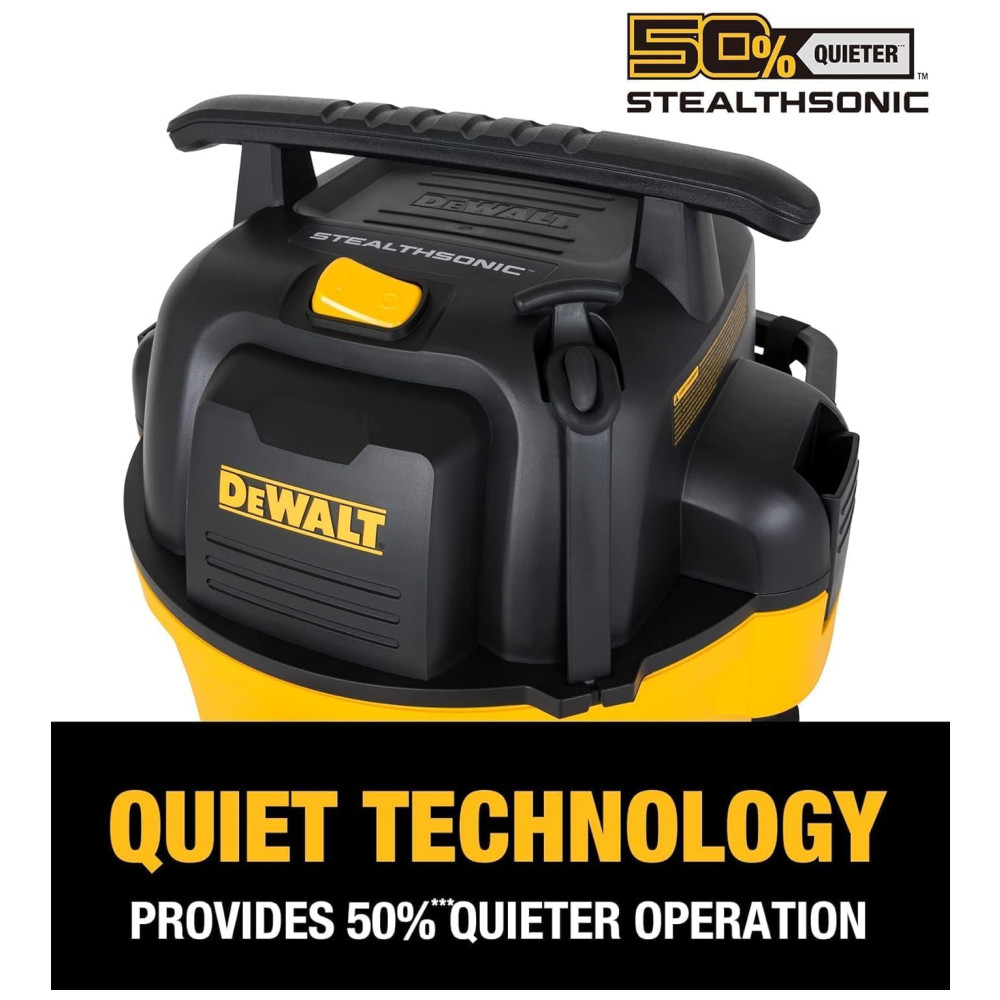 Aspirador de Pó Ultra Silencioso de 34,11L para Líquidos e Sólidos, 110V 300W, DEWALT DXV09P QTA, Amarelo