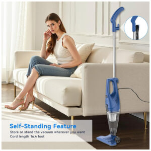 Aspirador de Pó Multifuncional com Fio, Acessórios e Sucção Potente 15000PA, 11OV 400W, TC JUNESUN, Azul Marinho