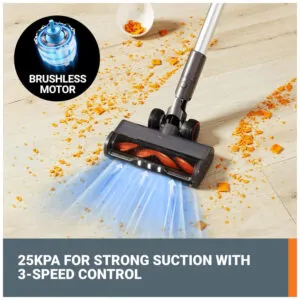 Aspirador de pó Sem Fio com Bateria Recarregável 20V de Alta Sucção de 25Kpa para Limpeza Eficiente de Pelos de Animais, 110V WORX, Cinza
