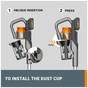 Aspirador de pó Sem Fio com Bateria Recarregável 20V de Alta Sucção de 25Kpa para Limpeza Eficiente de Pelos de Animais, 110V WORX, Cinza