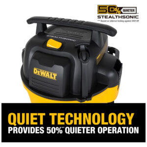 Aspirador de Pó e Líquidos 45,4L com Redução de Ruído, Resistente à Água e Design Compacto, 110V 300W, DEWALT DXV12PQTA, Amarelo