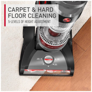 Aspirador Vertical sem Saco para Carpetes e Pisos Duros, 110V, Hoover WindTunnel , Preto