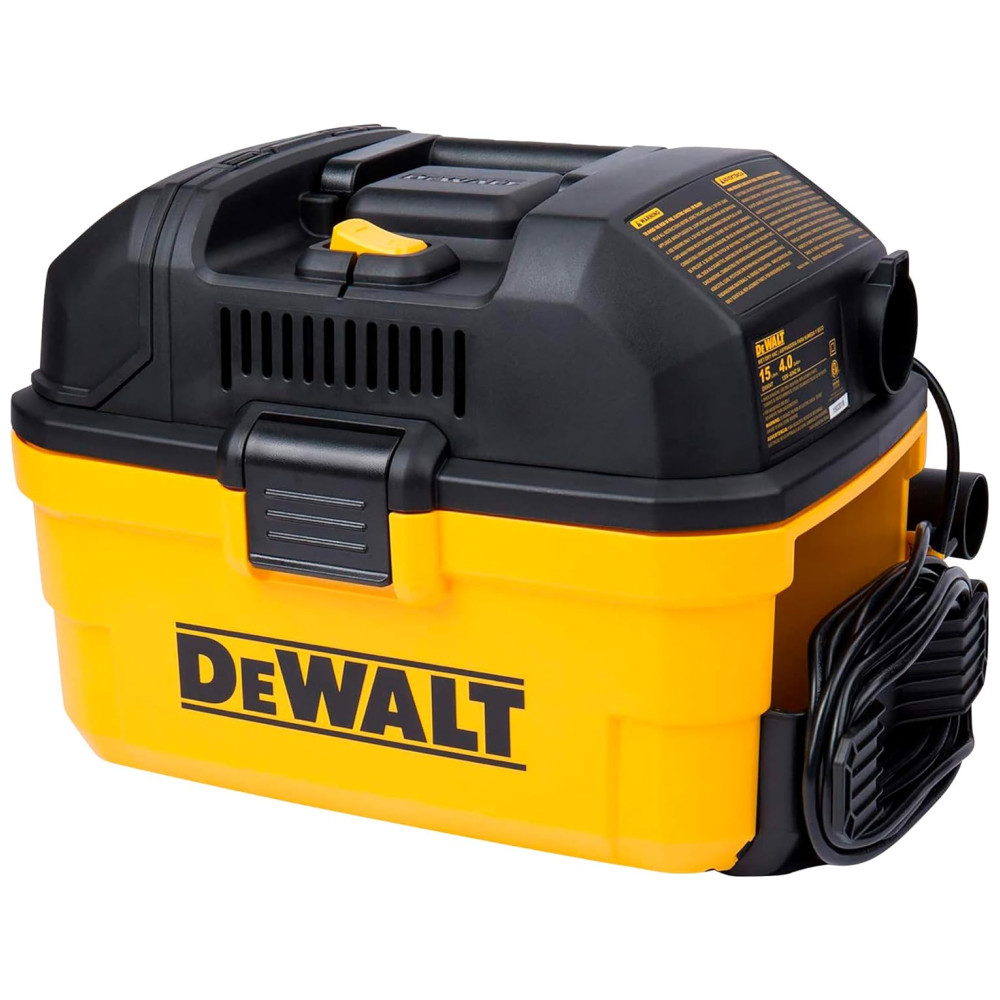 Aspirador de Pó Seco e Úmido 15L, 4CV de Potência com Extensores, 110v, DEWALT DXV04T, Amarelo