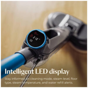 Esfregão Mop Giratório a Vapor com Faróis LEDS e Almofadas de Microfibra Laváveis, 110V, Bissel SpinWave, Cinza e Azul