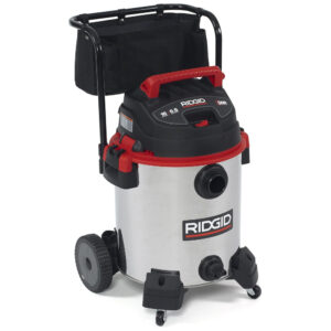 Aspirador de Pó Úmido e Seco em Aço Inoxidável de 60 Litros e Motor de Pico de 6,5CV, 110V 1440W, RIDGID 1610RV, Prata