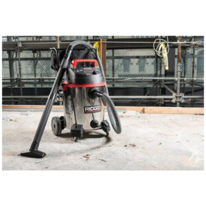 Aspirador de Pó Úmido e Seco em Aço Inoxidável de 60 Litros e Motor de Pico de 6,5CV, 110V 1440W, RIDGID 1610RV, Prata