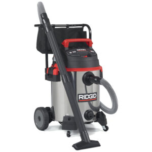 Aspirador de Pó Úmido e Seco em Aço Inoxidável de 60 Litros e Motor de Pico de 6,5CV, 110V 1440W, RIDGID 1610RV, Prata