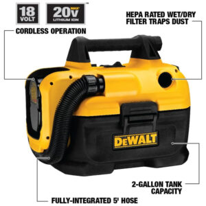 Aspirador de Pó DCV580 úmido e Seco, 20V, DEWALT DCV580H, Amarelo