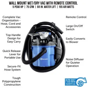 Aspirador de Pó Seco e Úmido 18L com Extensores, 110v, VACMASTER VWM510, Azul