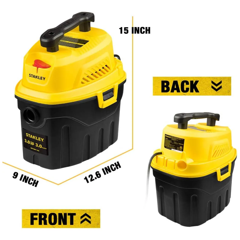 ectqqk6x3gq70b_1 jpg - Aspirador de Pó Portátil para Carro com Capacidade de 11,37L para Uso Úmido e Seco, 110V, Stanley 3CV, Preto e Amarelo