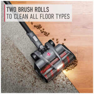 Aspirador de Pó sem Fio com Rolo de Escova Duplo para Todos os Pisos, 2 Baterias, 110V Hoover Emerge, Preto