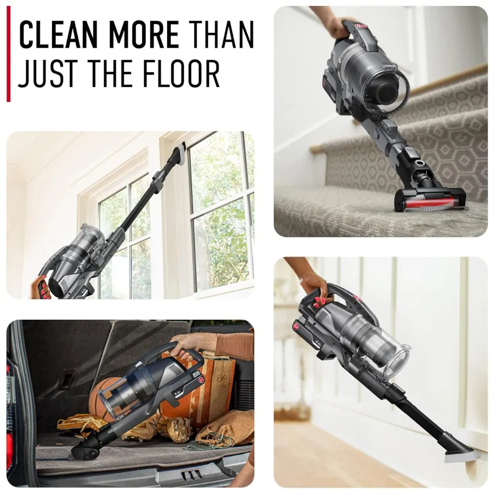 Aspirador de Pó sem Fio com Rolo de Escova Duplo para Todos os Pisos, 2 Baterias, 110V Hoover Emerge, Preto