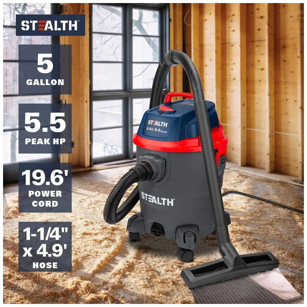 Aspirador de Pó Seco e Úmido 3 em 1 18L, 5.5 Pico HP com Extensores, 110v, STEALTH ECV05P2, Cinza