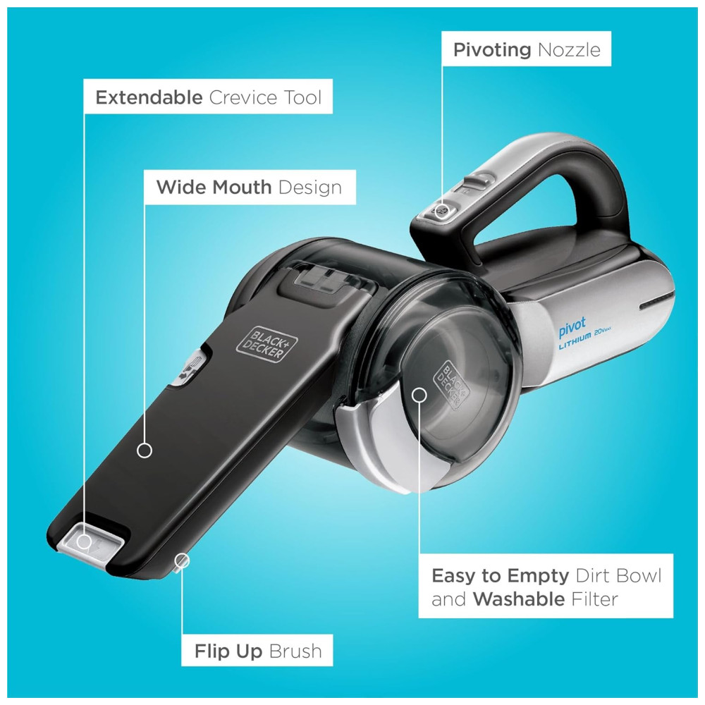 Aspirador de Pó, portátil sem fio, 1400 W, 443 ml, 110 V, preto, BLACKDECKER BDH2000PL, Cinza