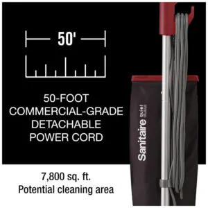 ectqsnc68t480b_1 jpg - Aspirador de Pó Profissional com Fio e Limpeza Silenciosa, 110V, Sanitaire SC889B, Preto e Vermelho