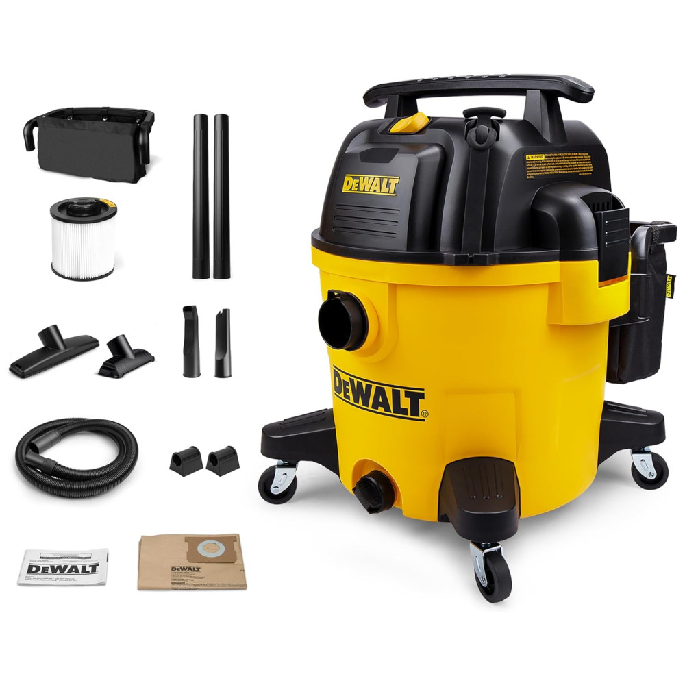 Aspirador de Pó e Água com Capacidade de 37,9 Litros, 110V 1200W, DeWALT DXV10PZ, Amarelo