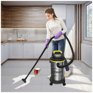 Aspirador de Pó Úmido e Seco de 18,95L, 4CV, Tanque em Aço Inox, 110V 600W, Stanley SL18130, Amarelo Prateado