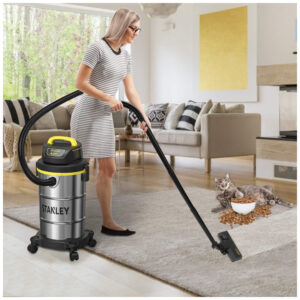 Aspirador de Pó Úmido e Seco de 18,95L, 4CV, Tanque em Aço Inox, 110V 600W, Stanley SL18130, Amarelo Prateado