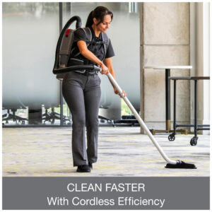 Aspirador de Pó Mochila sem fio com Varinha Ajustável e Baterias Duplas de 24V, 110V 400W Sanitaire SC580A, Cinza