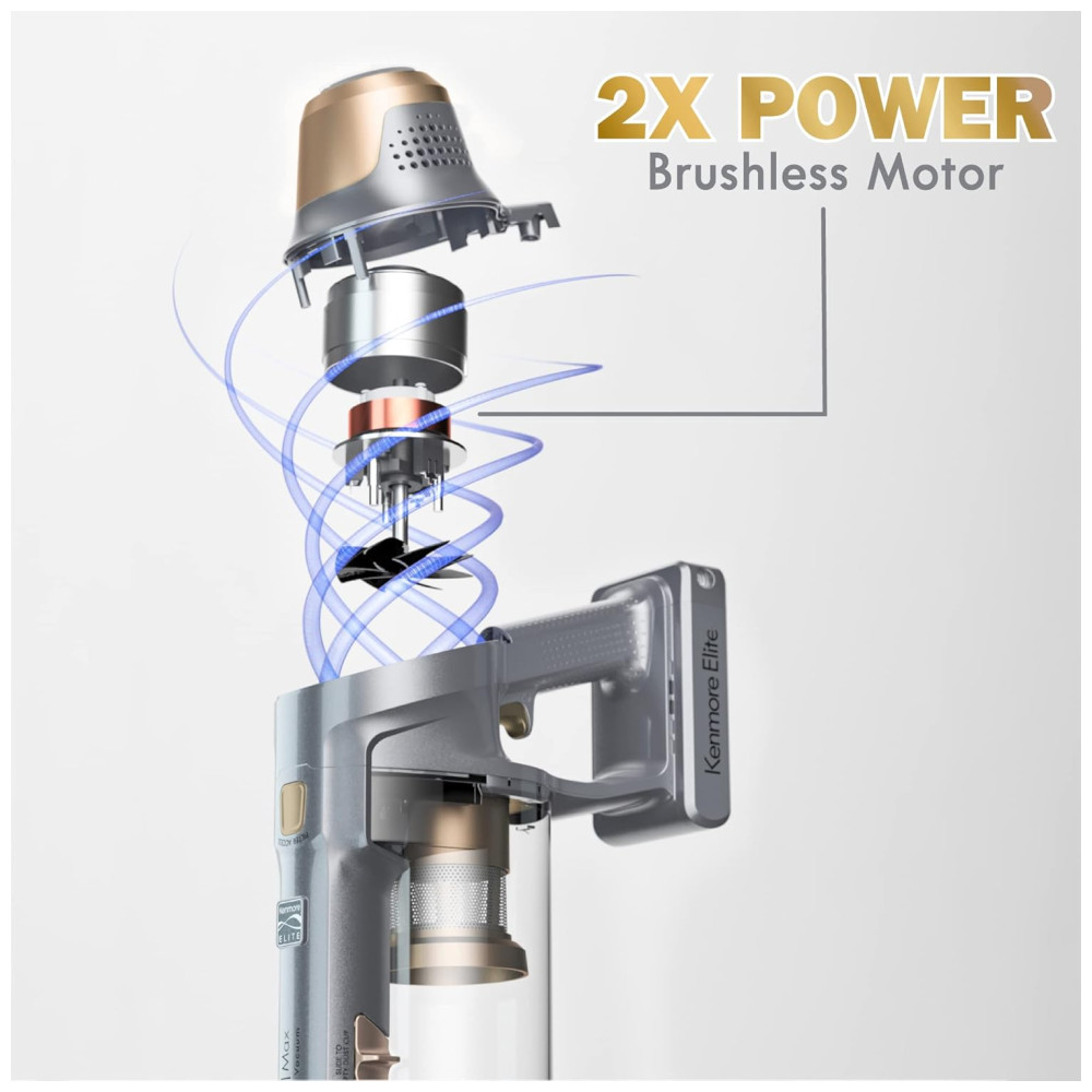 Aspirador de Pó sem Fio com Acessórios, Silencioso e Farol de LED, 110V, Kenmore DS4095, Dourado