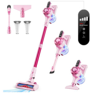 Aspirador de Pó Sem Fio Trucozie T350, Leve e Versátil, 45 minutos de Autonomia, Sucção Poderosa, Recarregável Rosa