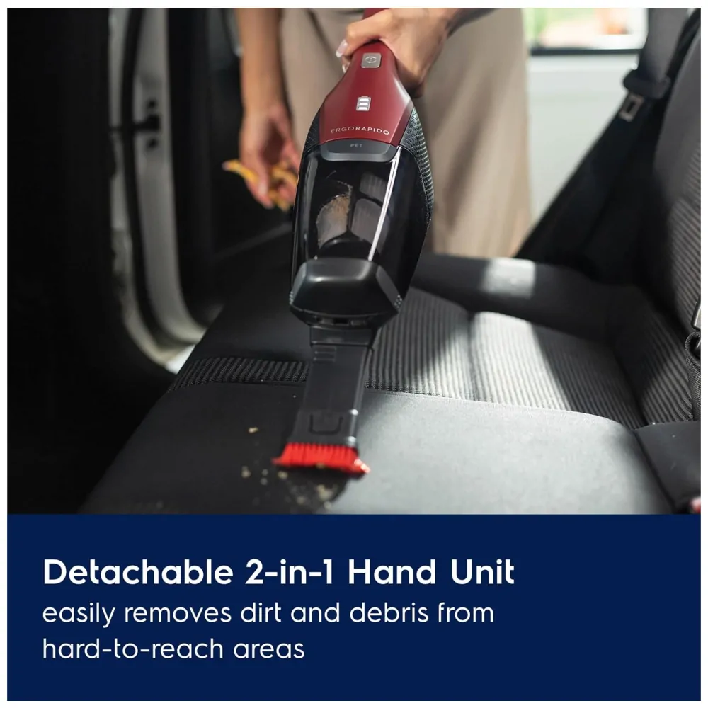 Aspirador Sem Fio 2 em 1 Electrolux Ergorapido Pet Vermelho Chili Motorizado 48 Minutos 18V.