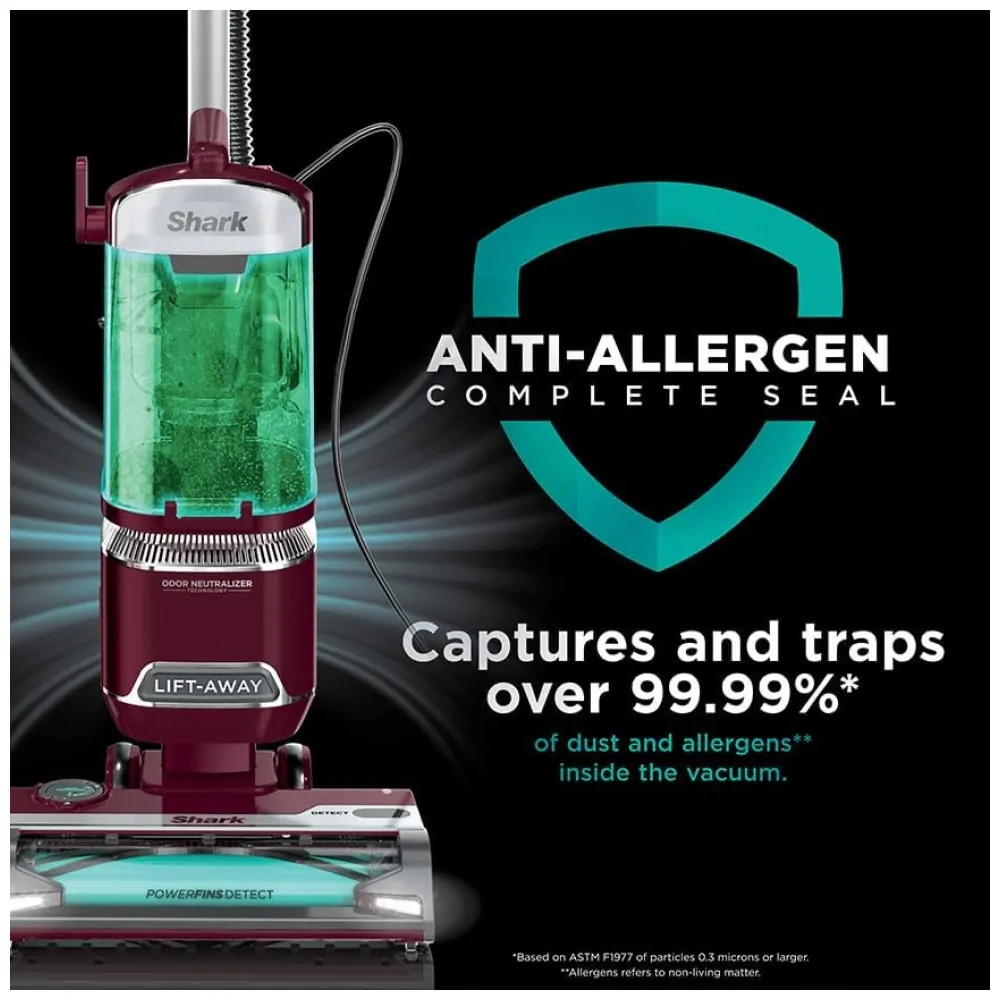 Aspirador Vertical Shark DETECT LiftAway com Tecnologia Detect, Escova Autolimpante Sem Enroscar pelos, Selo Completo Antialérgico e Neutralizador de Odores,