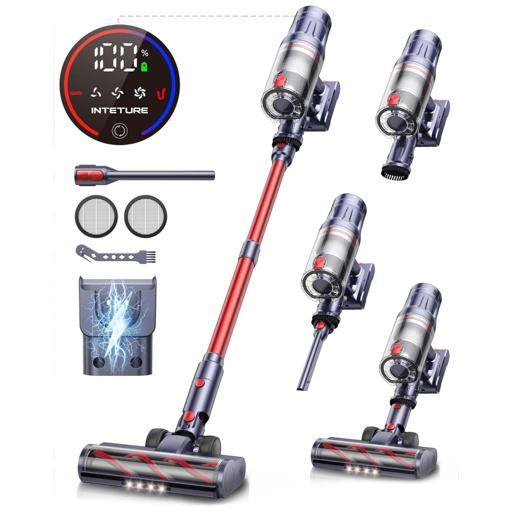Aspirador de Pó Sem Fio INTETURE BP20, 550W, 45Kpa, 60 min de Autonomia, Escova com Sensor de Toque, Estação de Carregamento para Pisos Duros e Carpetes