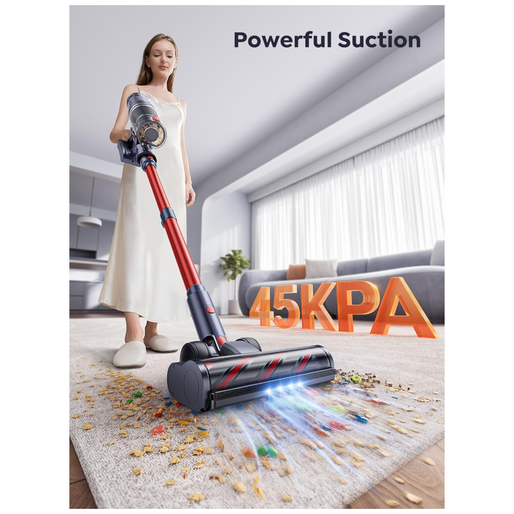 Aspirador de Pó Sem Fio INTETURE BP20, 550W, 45Kpa, 60 min de Autonomia, Escova com Sensor de Toque, Estação de Carregamento para Pisos Duros e Carpetes