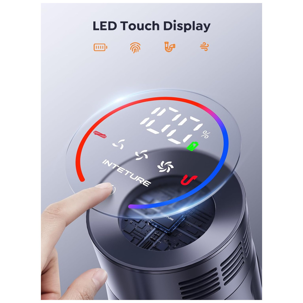 Aspirador de Pó Sem Fio INTETURE BP20, 550W, 45Kpa, 60 min de Autonomia, Escova com Sensor de Toque, Estação de Carregamento para Pisos Duros e Carpetes
