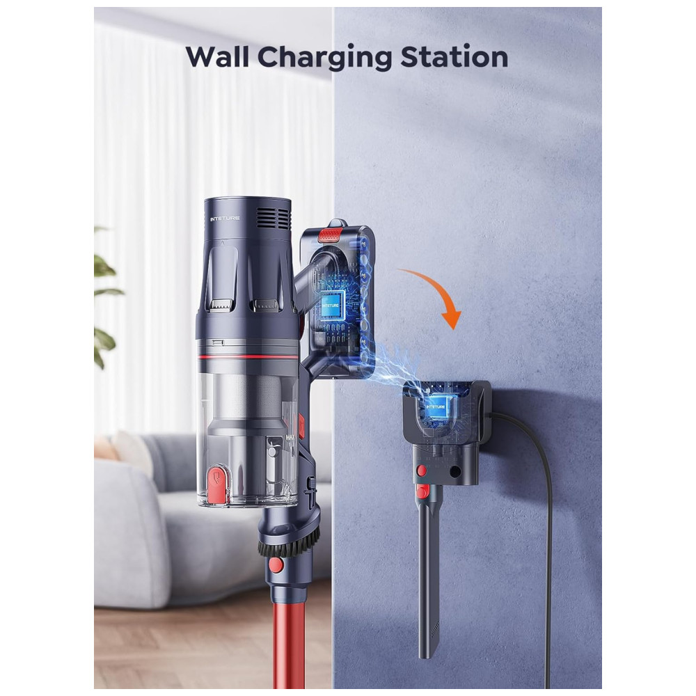Aspirador de Pó Sem Fio INTETURE BP20, 550W, 45Kpa, 60 min de Autonomia, Escova com Sensor de Toque, Estação de Carregamento para Pisos Duros e Carpetes