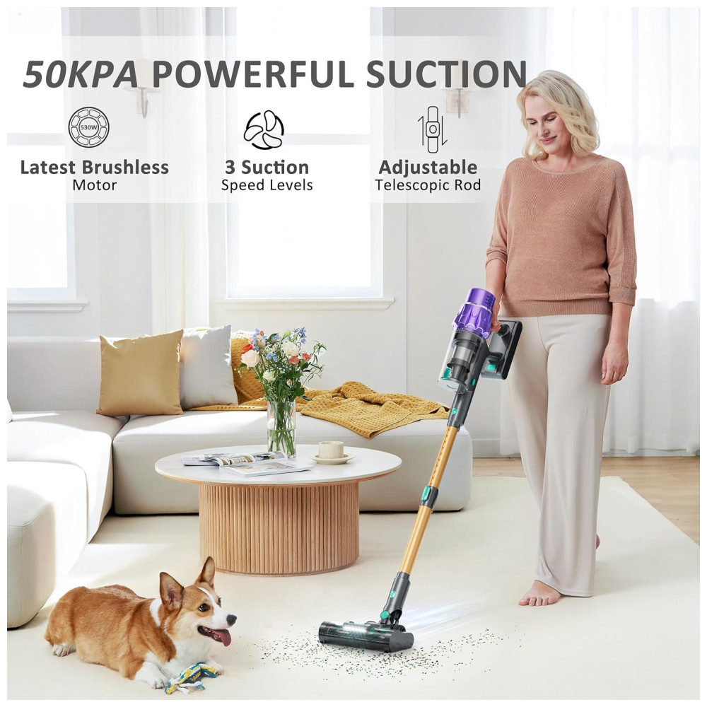 ectqqq3qcd3f0b_2 jpg - Aspirador de Pó sem Fio VENHIDELY, 50kPa - Potência de Sucção 500mbar - Bateria Duradoura - Display LED - 2 em 1 para Carpetes e Pisos