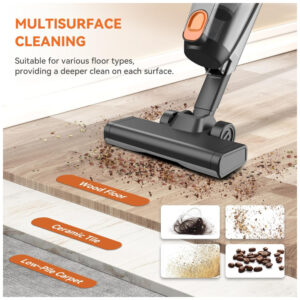 ectqsql5k1hd0b_2 jpg - Aspirador de Pó Vertical com Fio, 20000pa de Sucção Poderosa, 2 em 1 Leve para Pêlos de Animais e Pisos Difíceis Laranja e Preto,Vazone